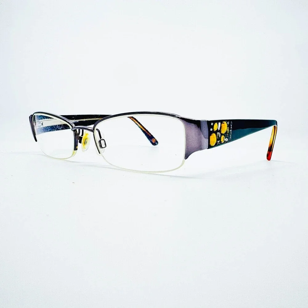 Bebe Eyeglasses Womens Black Crystal Embellished Rectangle 51-17-135